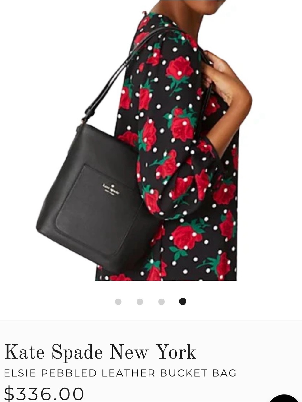kate spade black pebbled leather shoulder bucket bag